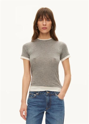 Bibi ss tee Grey Melange/White Oval Square 